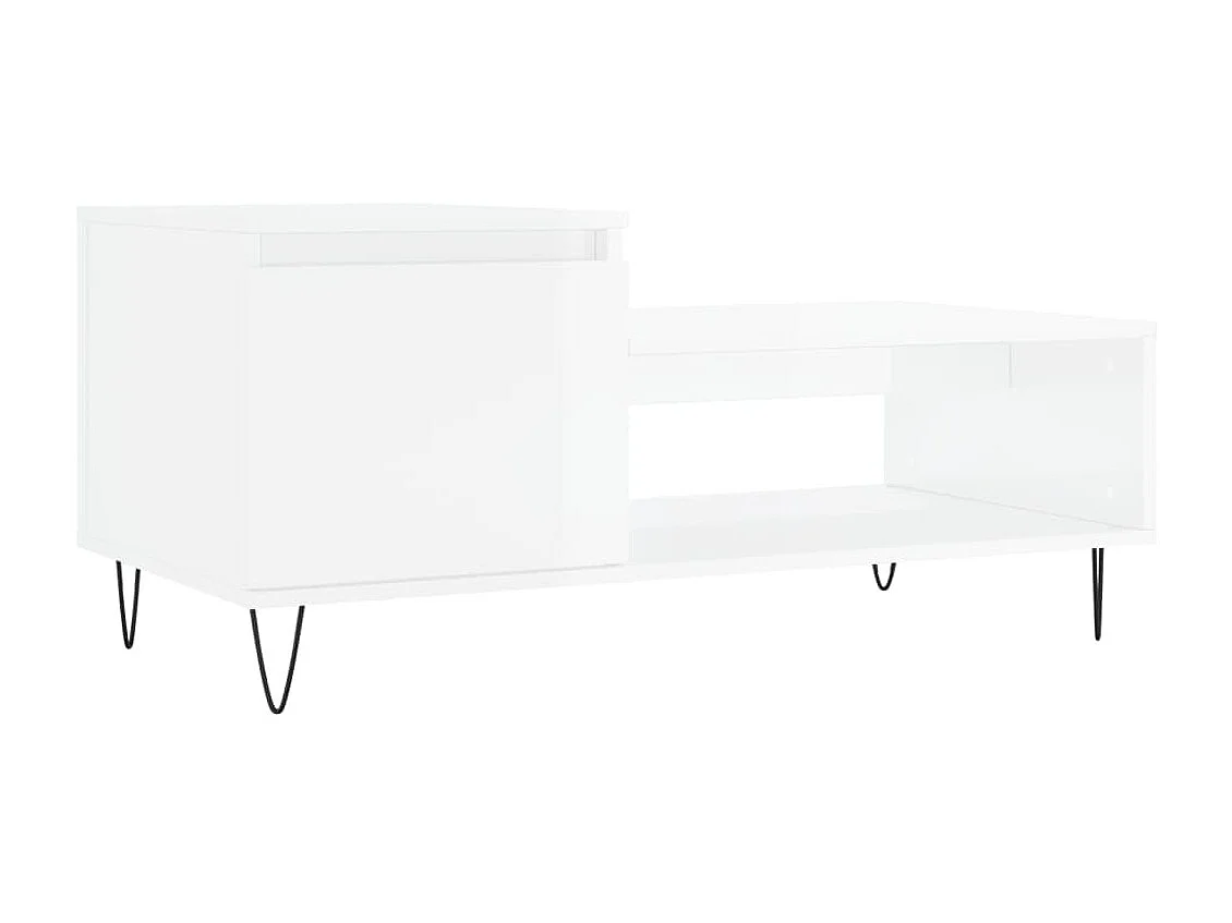 Tavolino Gold Bianco lucido 100x50x45 cm MDF