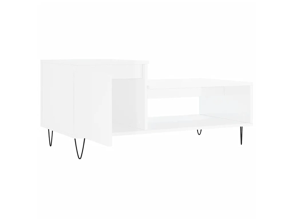 Tavolino Gold Bianco lucido 100x50x45 cm MDF