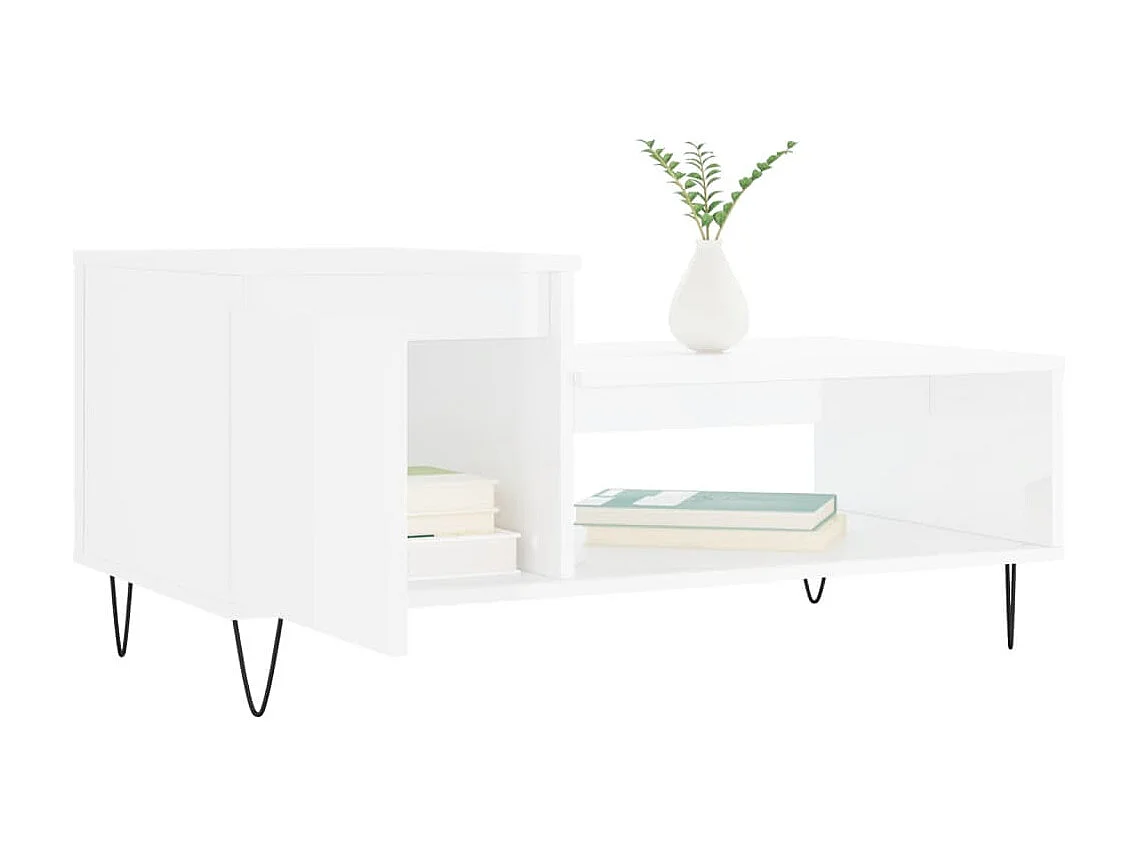 Table basse Blanc brillant 100x50x45 cm Bois d'ingénierie
