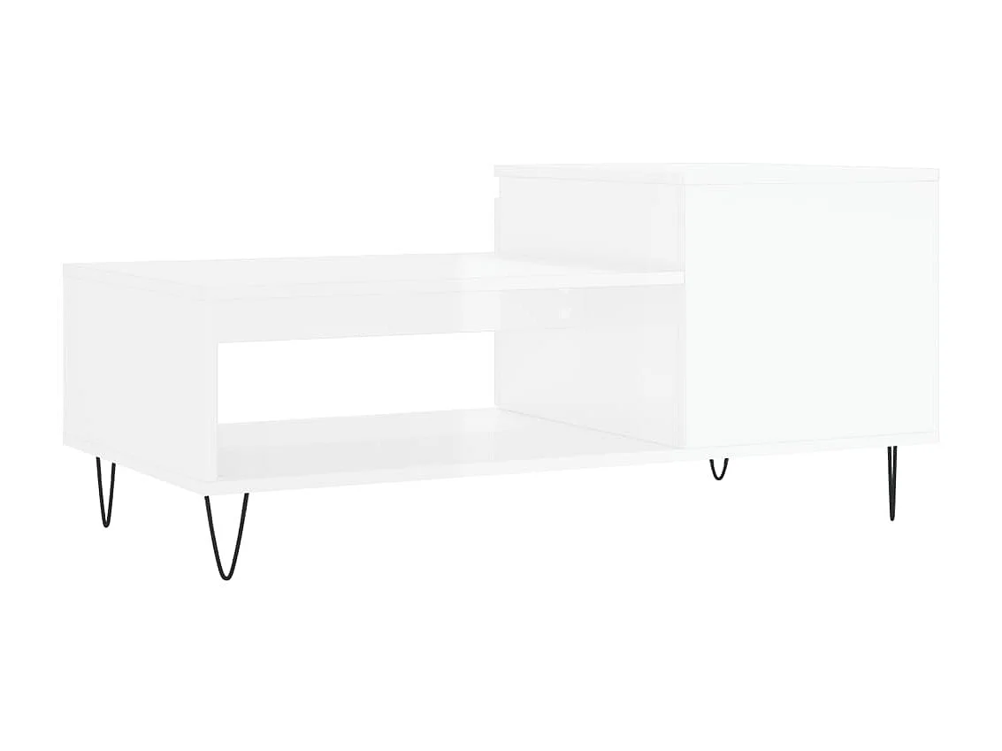 Table basse Blanc brillant 100x50x45 cm Bois d'ingénierie