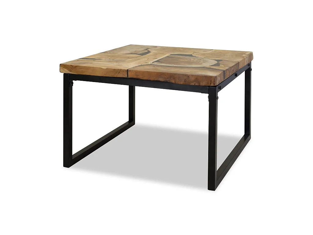 Salontafel van goudkleurig teakhars 60 x 60 x 40 cm