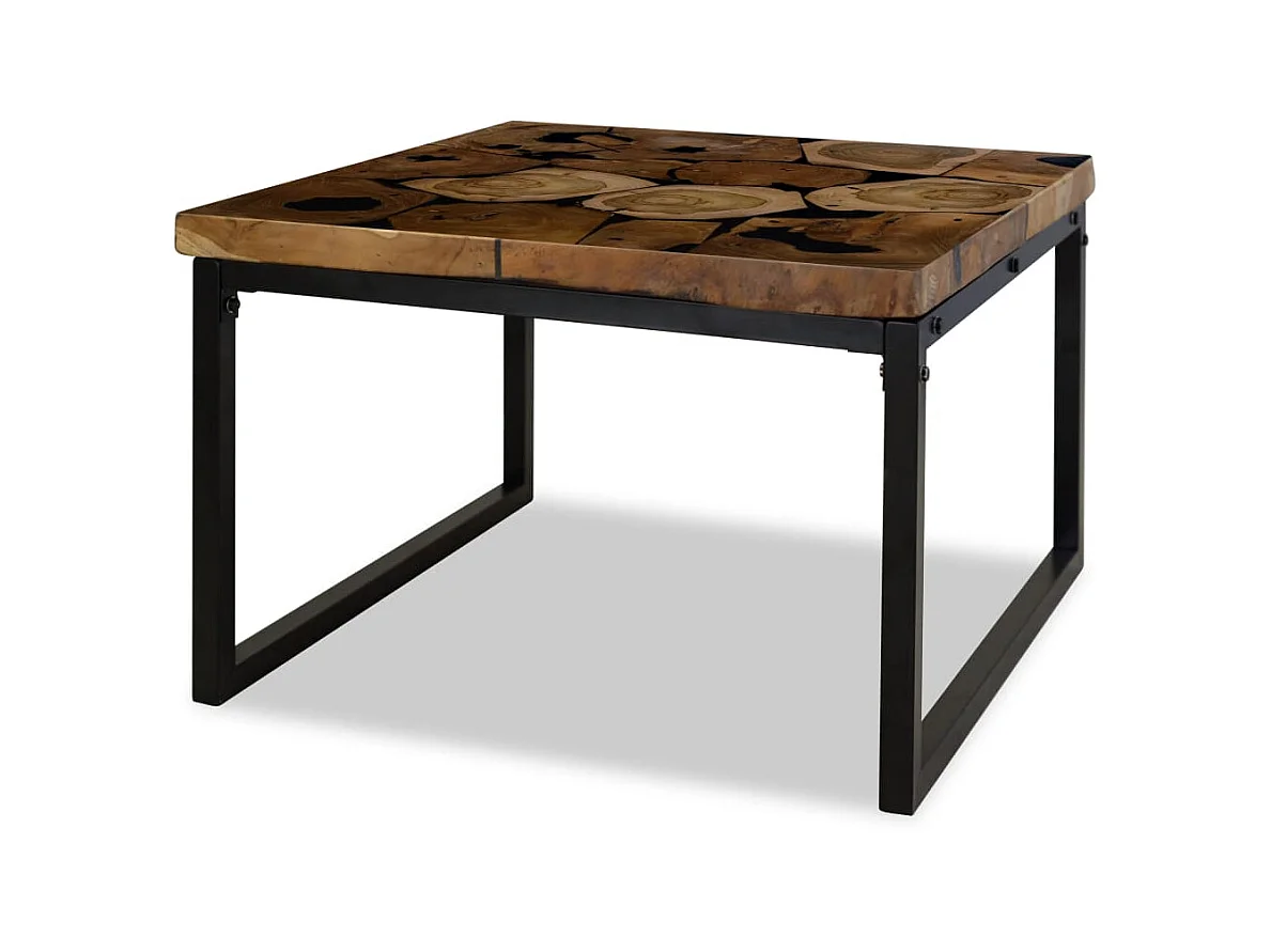 Salontafel van goudkleurig teakhars 60 x 60 x 40 cm