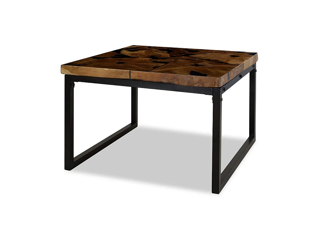 Salontafel van goudkleurig teakhars 60 x 60 x 40 cm