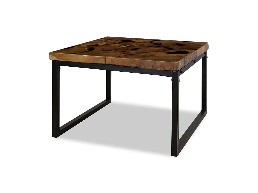 Salontafel van goudkleurig teakhars 60 x 60 x 40 cm