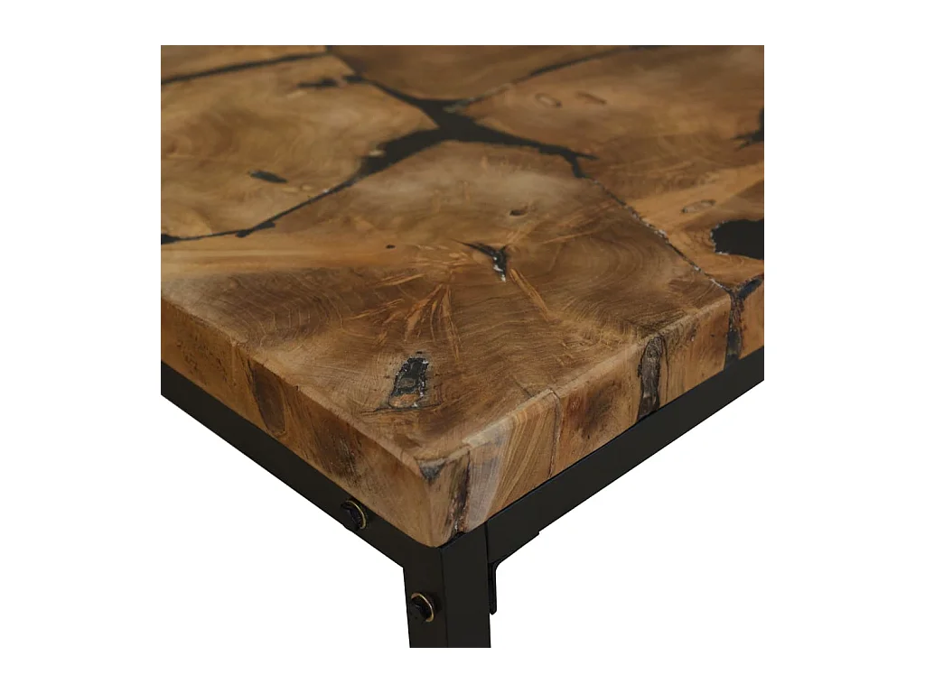 Salontafel van goudkleurig teakhars 60 x 60 x 40 cm