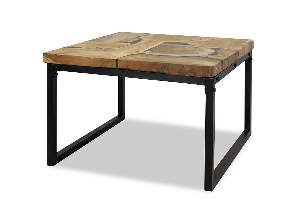 Salontafel van goudkleurig teakhars 60 x 60 x 40 cm