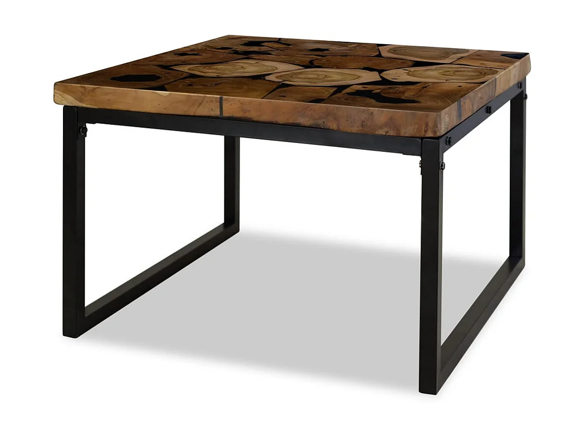 Salontafel van goudkleurig teakhars 60 x 60 x 40 cm