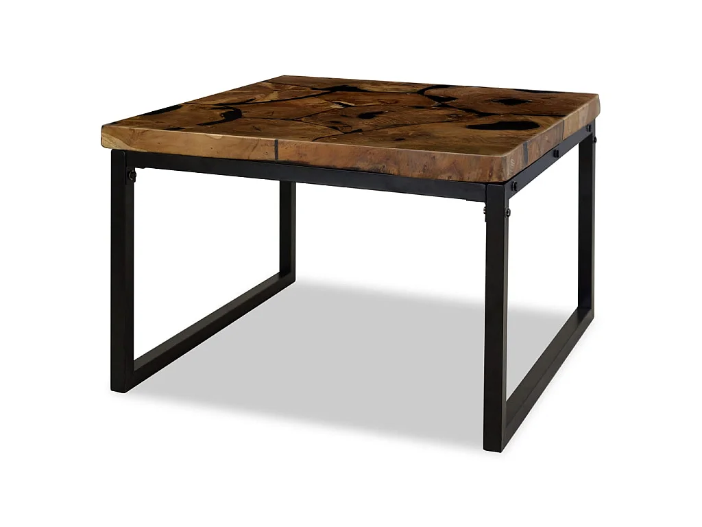 Salontafel van goudkleurig teakhars 60 x 60 x 40 cm