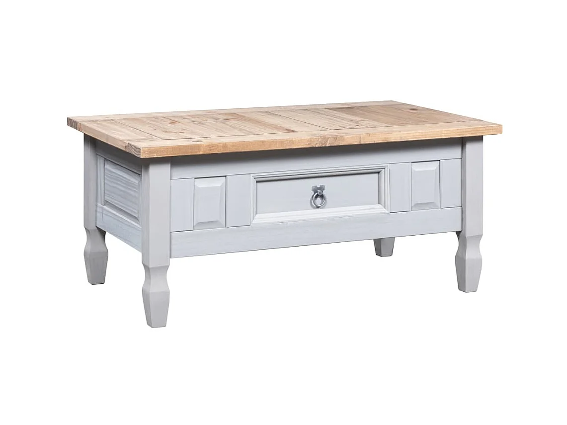 Tavolino da caffè dorato Gamma Corona in pino messicano grigio 100x55x45 cm