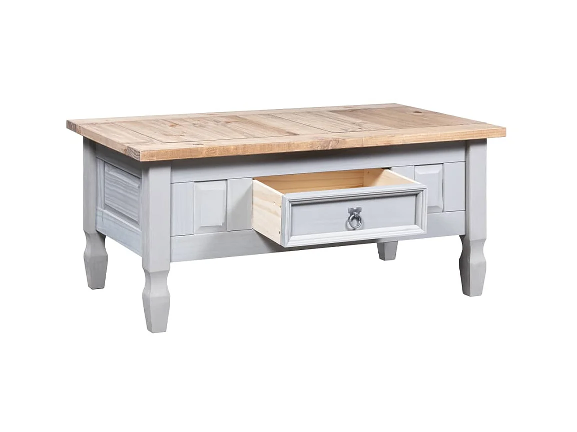 Table basse Pin mexicain Gamme Corona Gris 100x55x45 cm