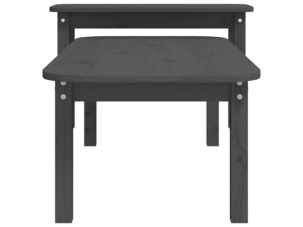 Conjunto de mesa de centro dourada de 2 peças em madeira de pinho maciça cinza