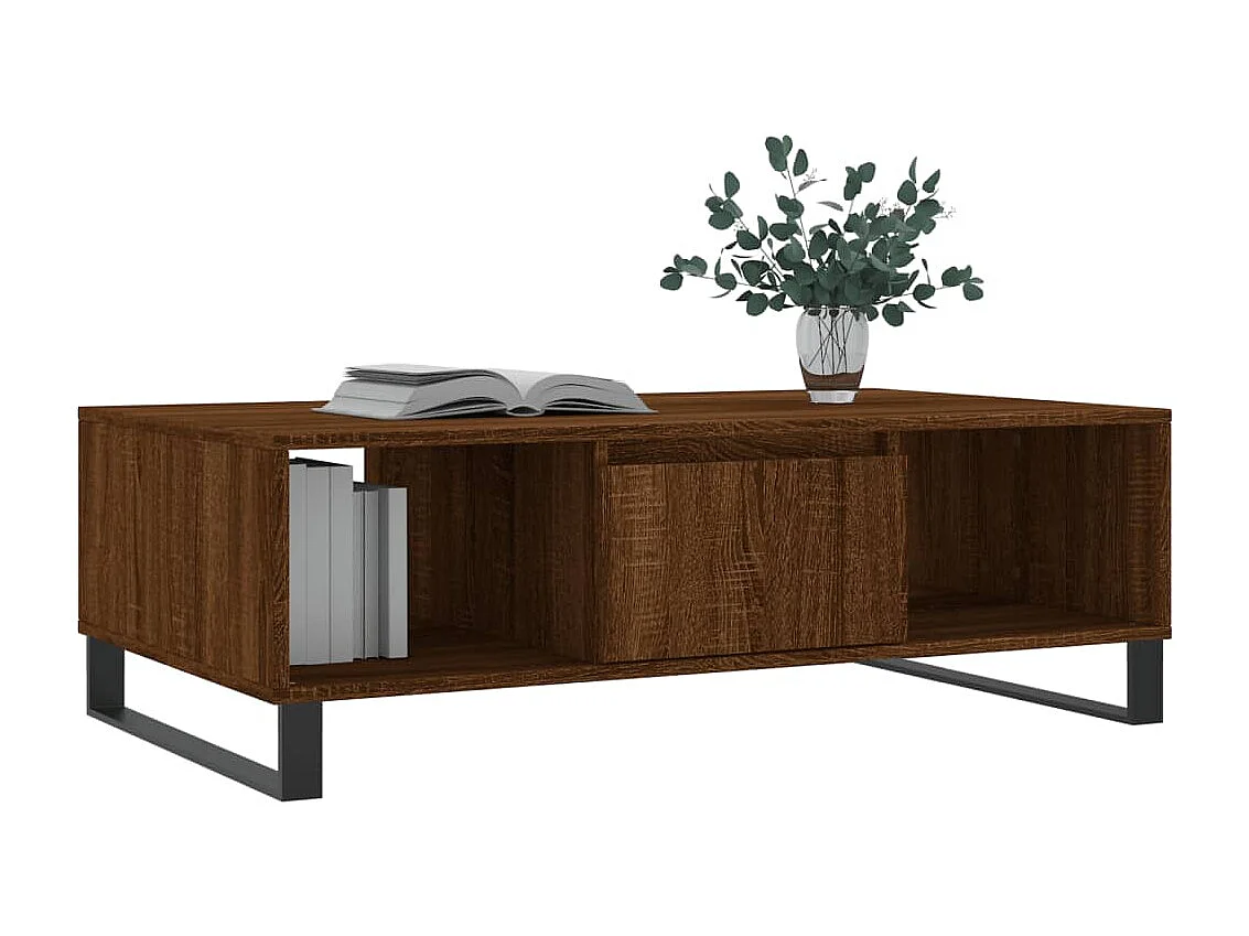 Table basse chêne marron 104x60x35 cm bois d'ingénierie