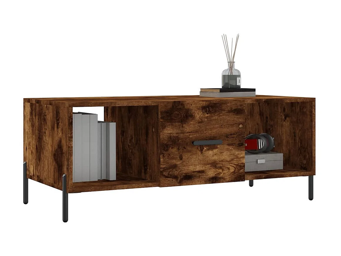 Table basse chêne fumé 102x50x40 cm bois d'ingénierie