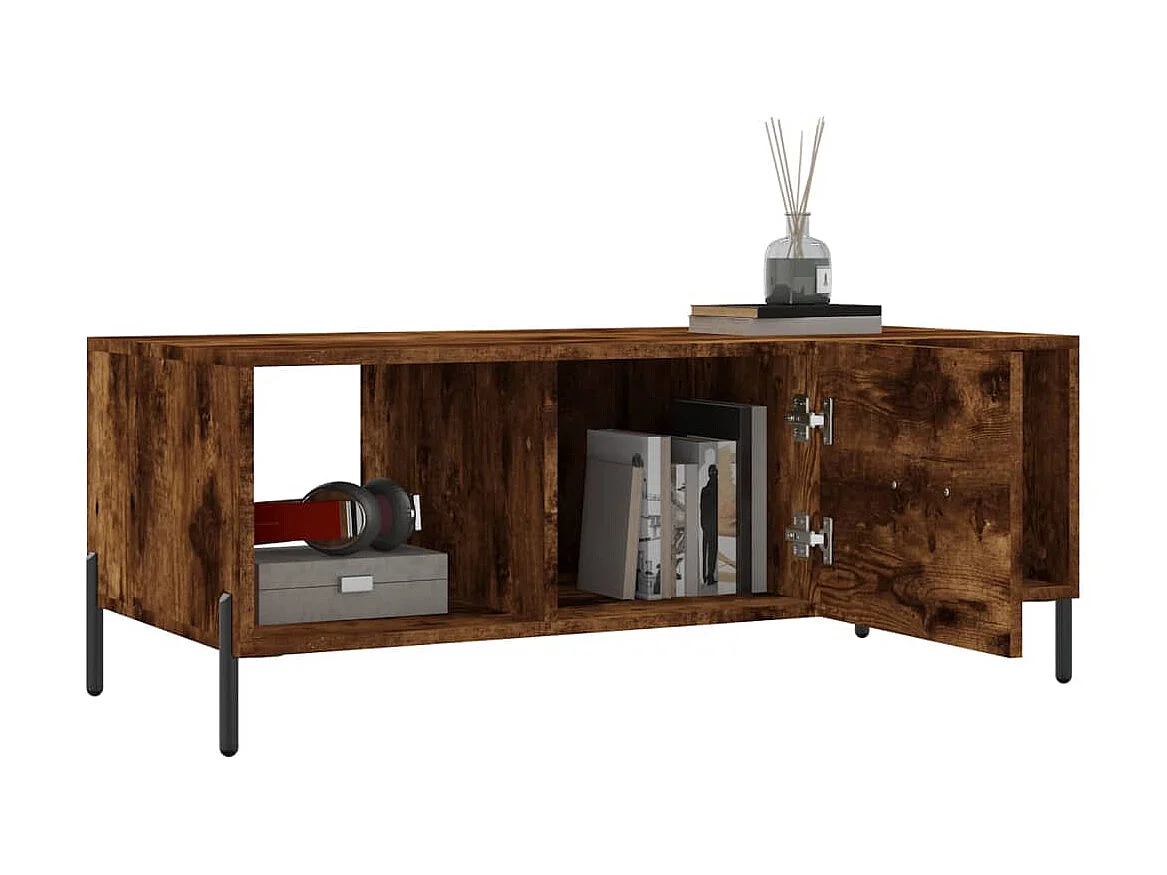 Table basse chêne fumé 102x50x40 cm bois d'ingénierie