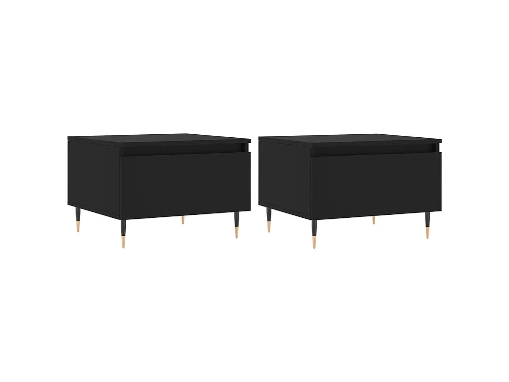 Tavolini Gold 2 pezzi neri 50x46x35 cm in MDF