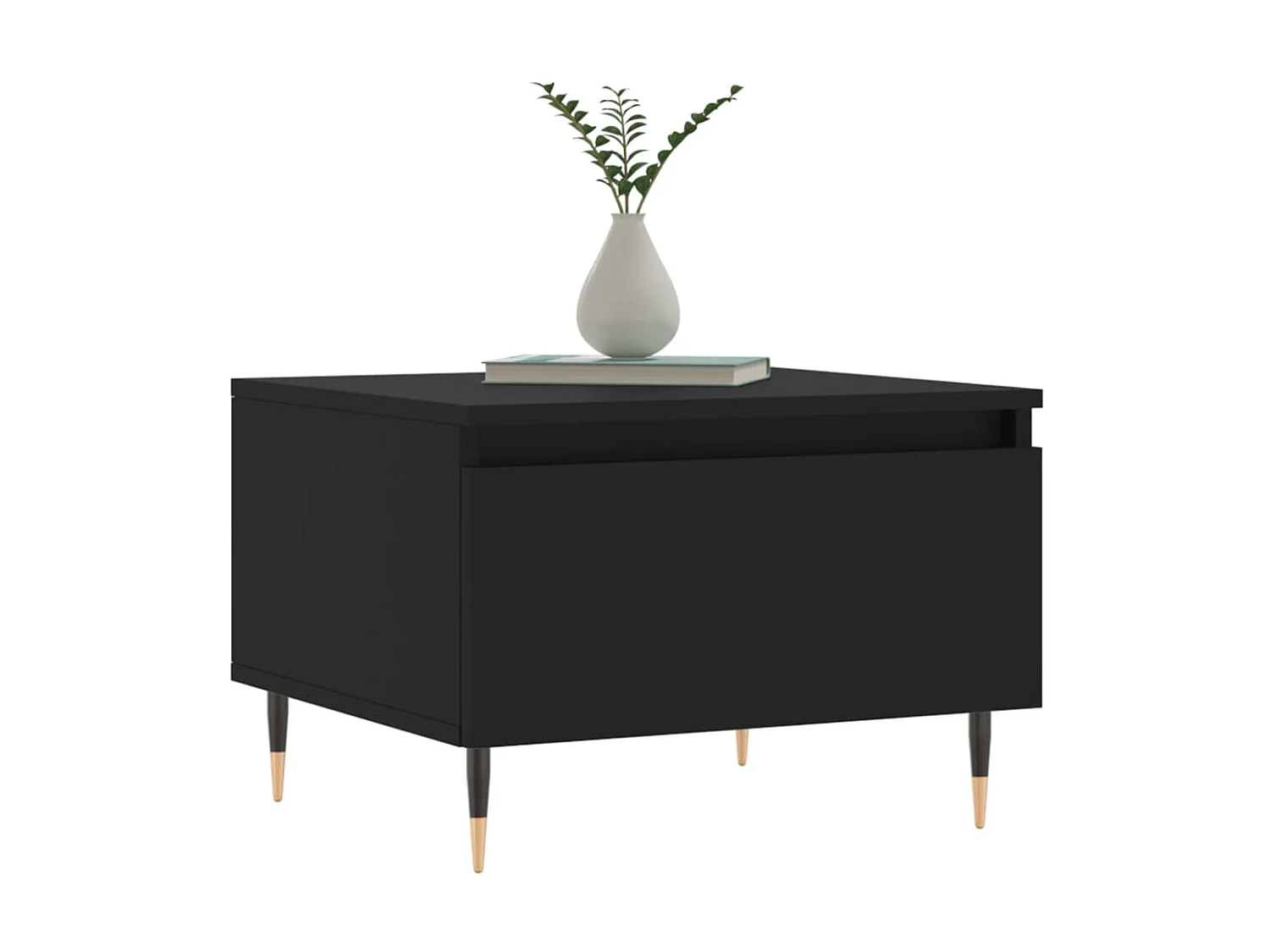 Tavolini Gold 2 pezzi neri 50x46x35 cm in MDF