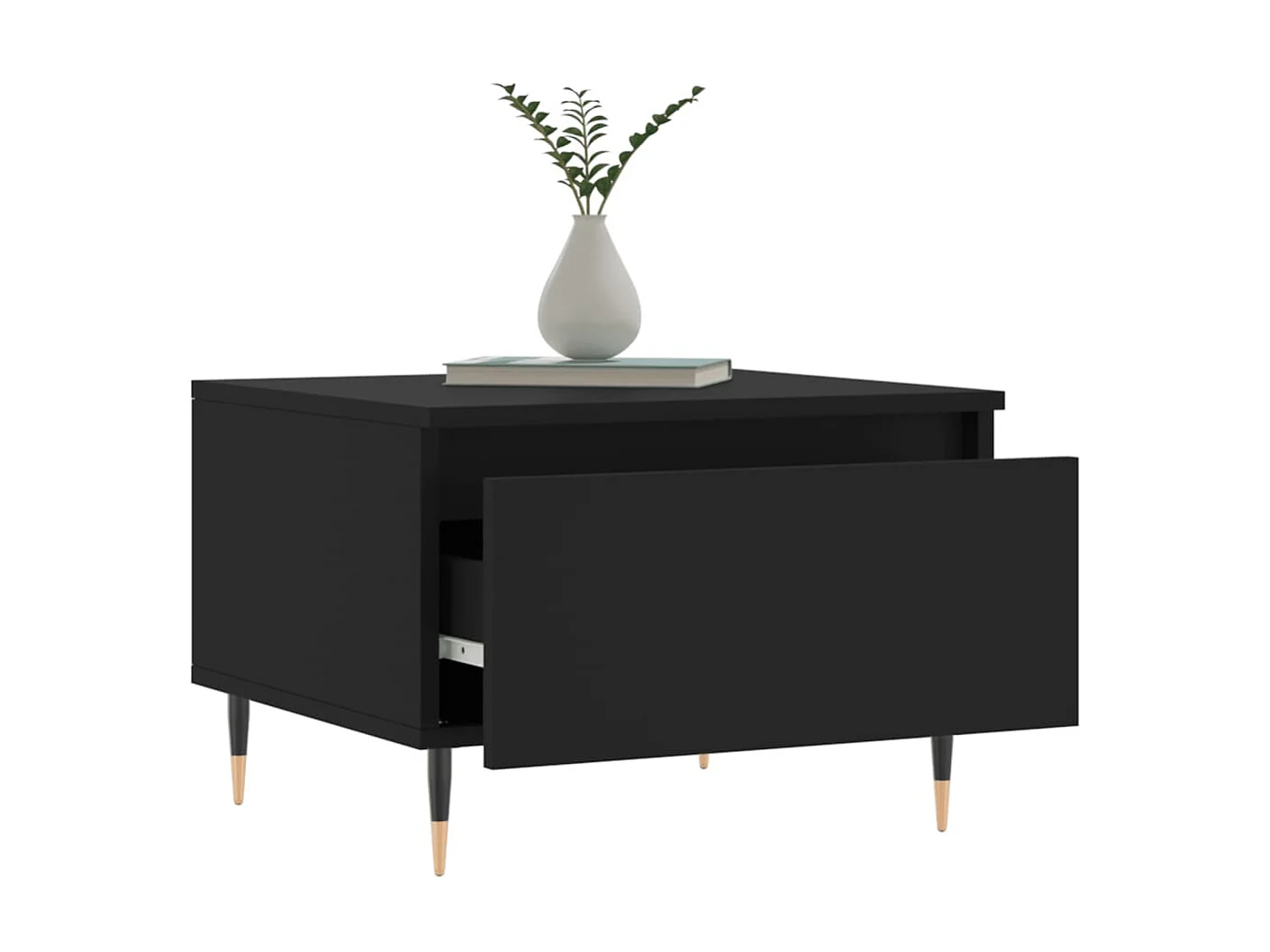 Tavolini Gold 2 pezzi neri 50x46x35 cm in MDF