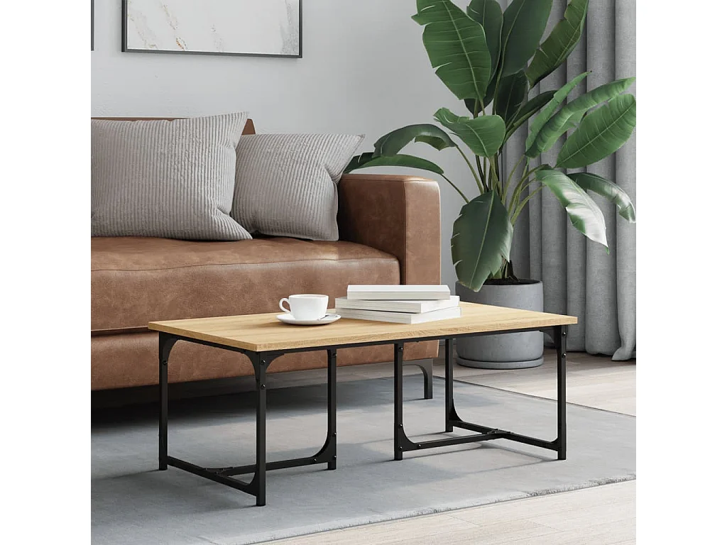 Gold Couchtisch Sonoma-Eiche 90x50x35 cm Holzwerkstoff