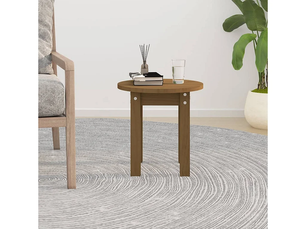Table basse Marron miel Ø 35x35 cm Bois massif de pin