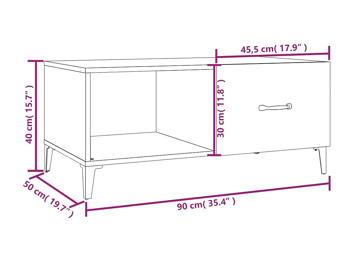 Mesa de centro Gold blanca 90x50x40 cm de madera contrachapada