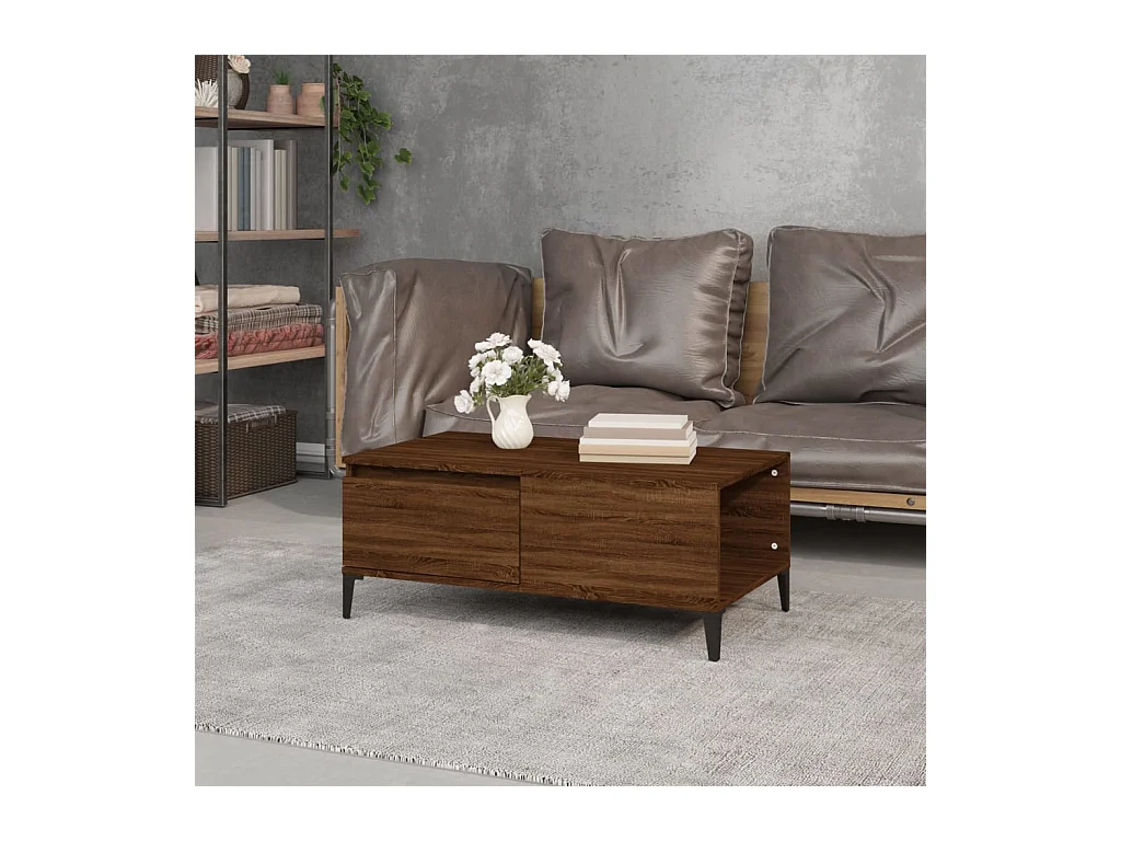 Gold Salontafel Bruin eiken 90x50x36,5 cm Bewerkt hout