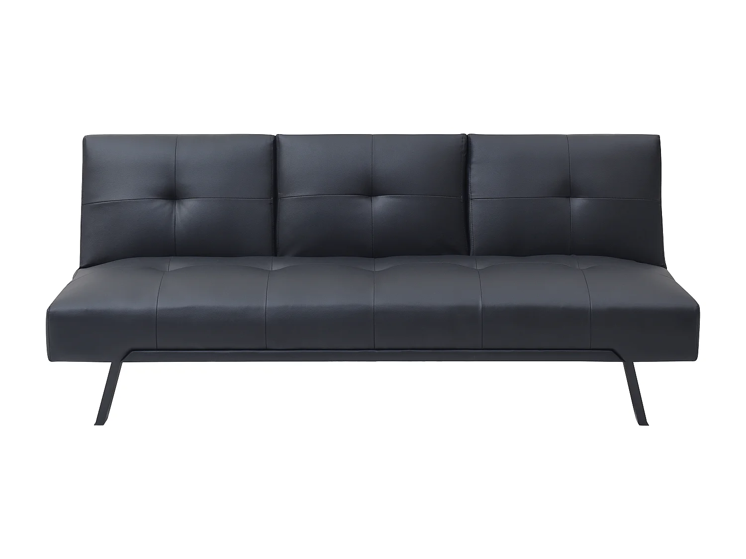 Bäddsoffa i svart klick-klack med fällbar ryggstöd i svart konstläder PRAGUE II