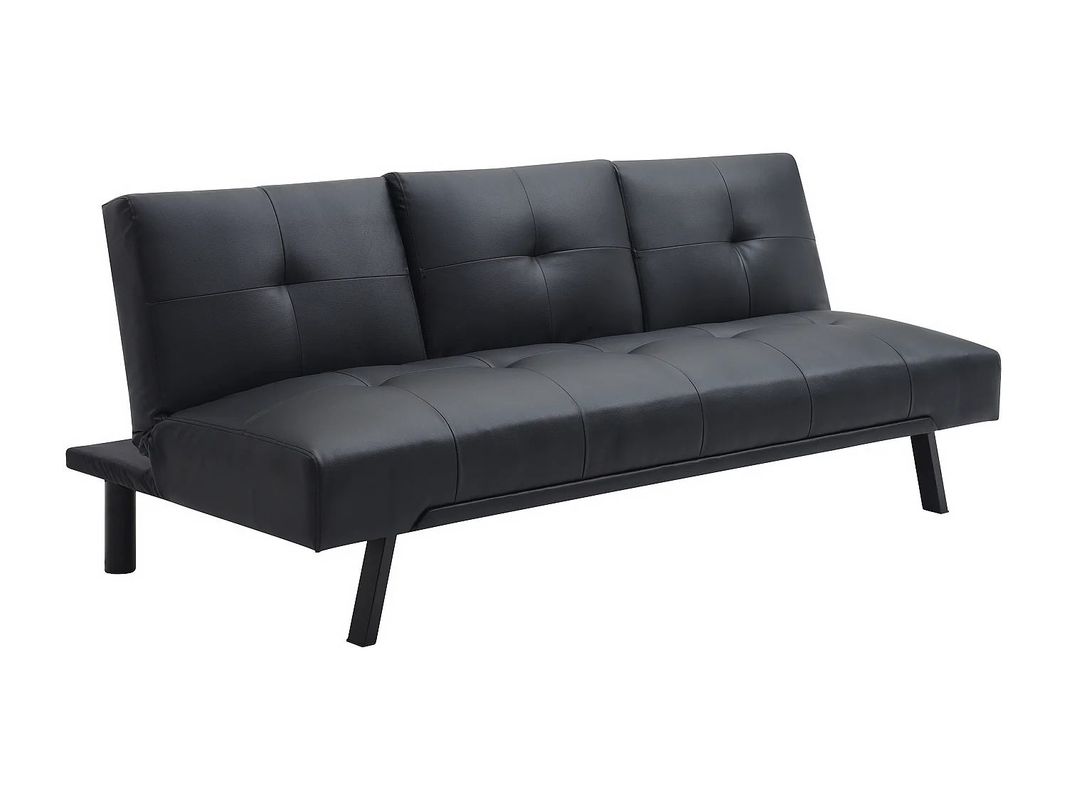 Bäddsoffa i svart klick-klack med fällbar ryggstöd i svart konstläder PRAGUE II