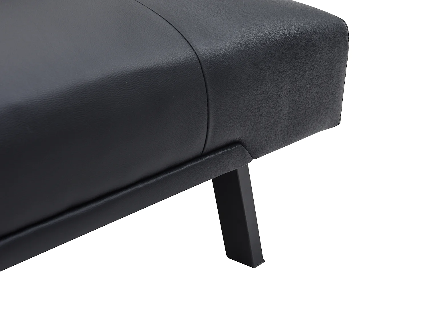 Bäddsoffa i svart klick-klack med fällbar ryggstöd i svart konstläder PRAGUE II