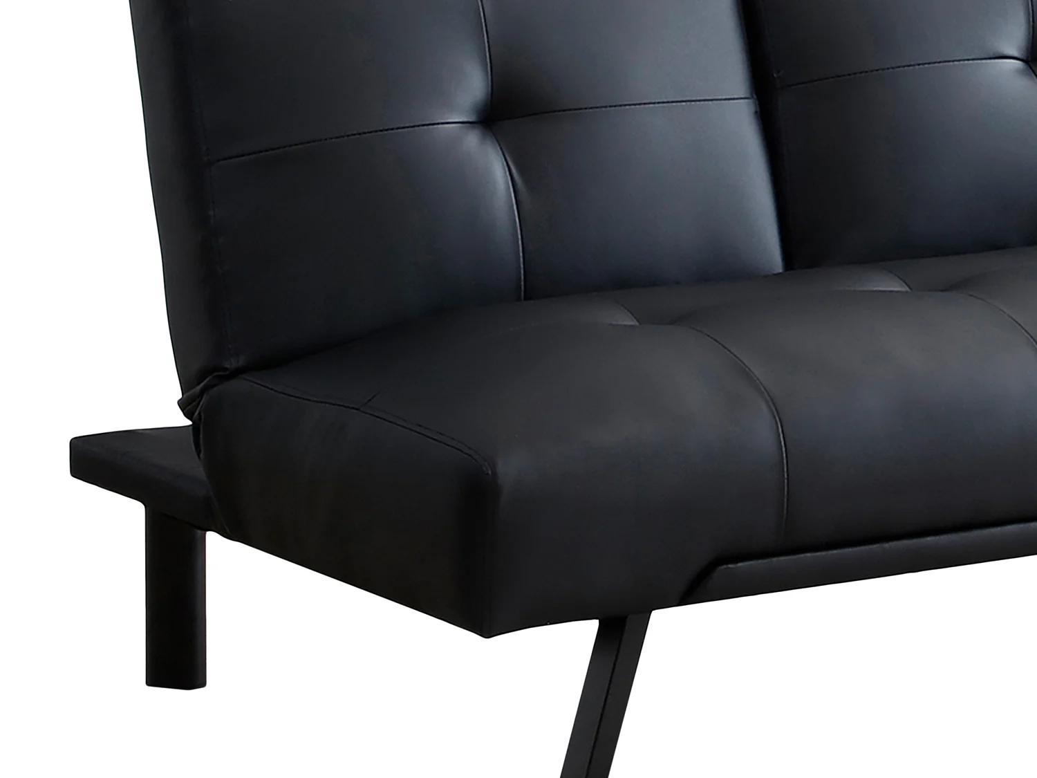 Bäddsoffa i svart klick-klack med fällbar ryggstöd i svart konstläder PRAGUE II