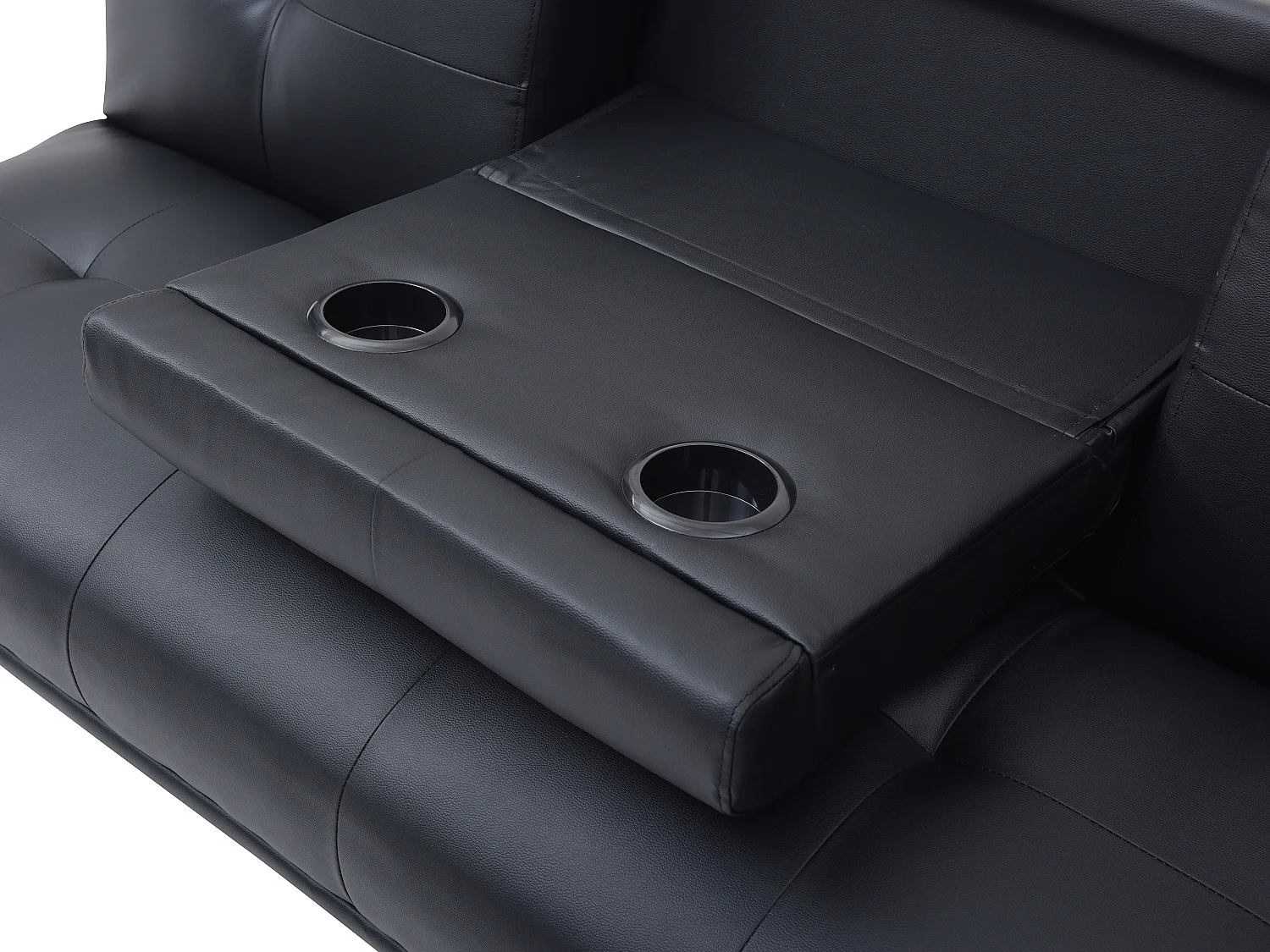 Bäddsoffa i svart klick-klack med fällbar ryggstöd i svart konstläder PRAGUE II