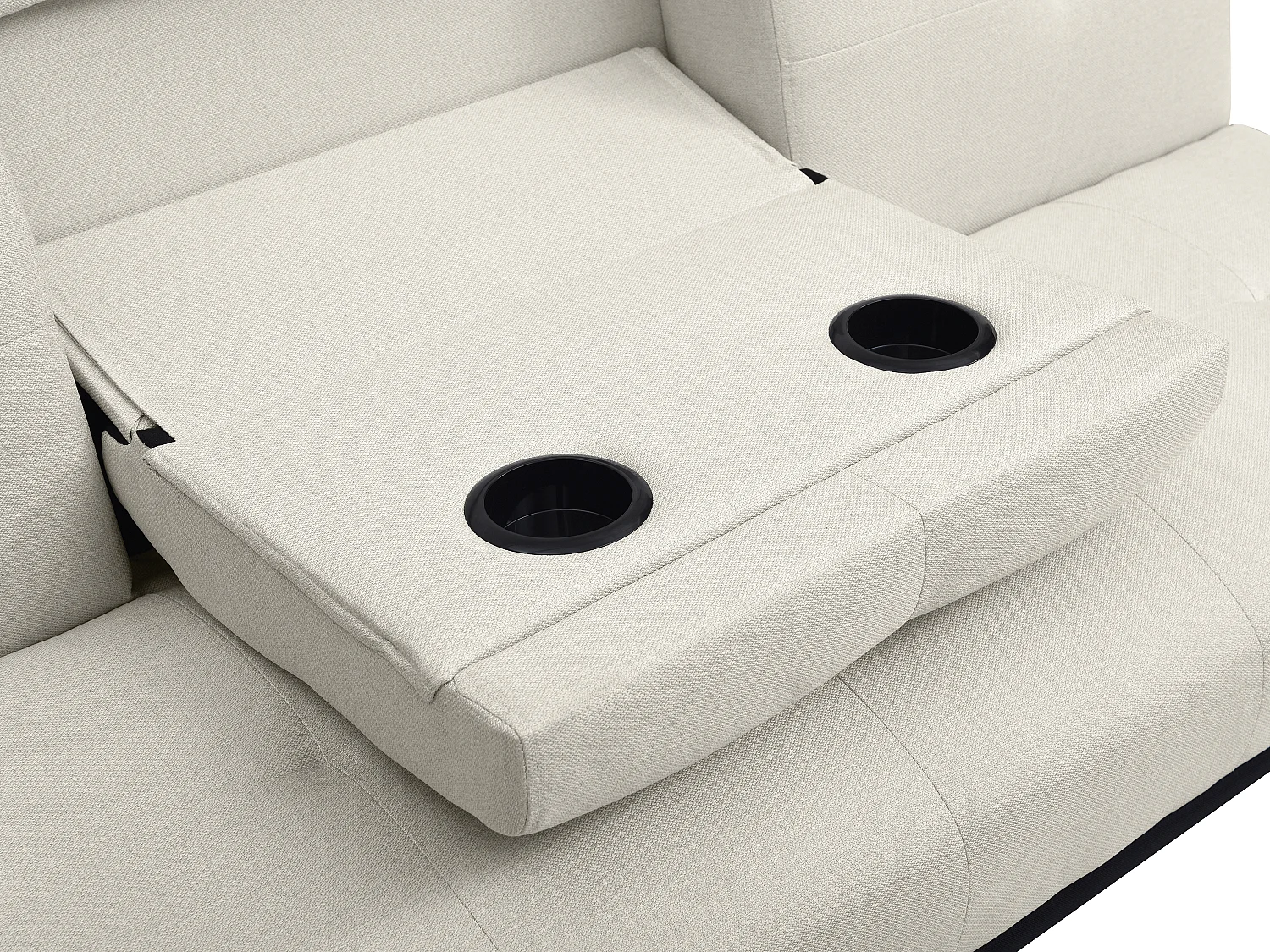 Bäddsoffa med klicklack-funktion i beige tyg med fällbart mittparti PRAGUE II