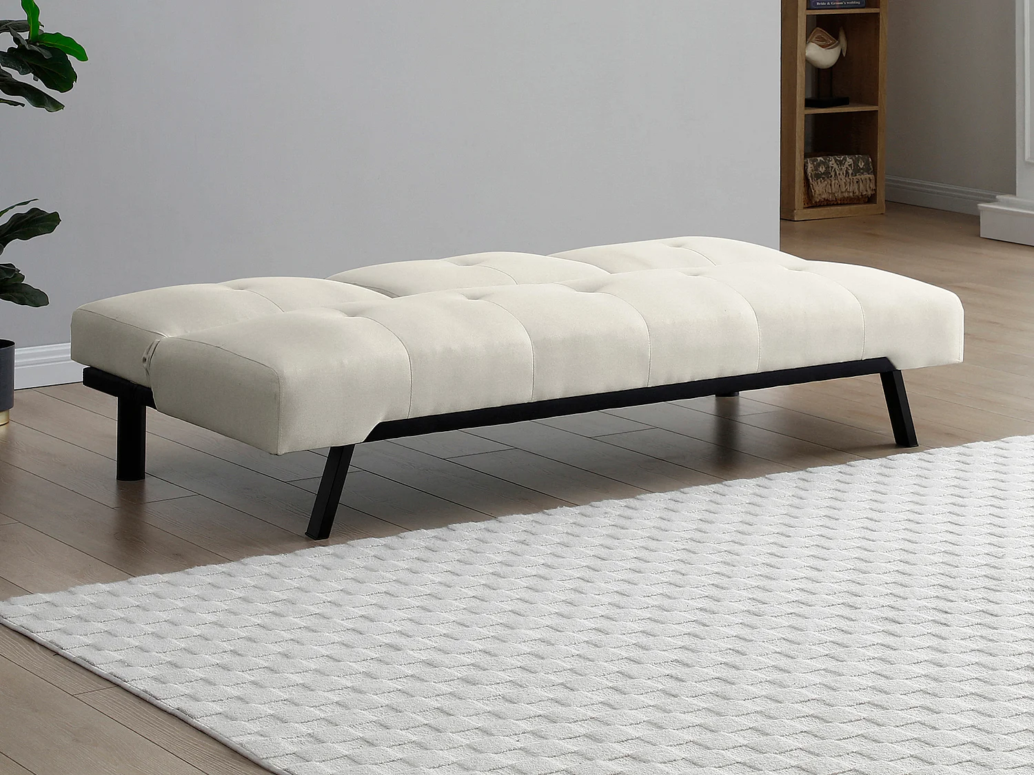 Bäddsoffa med klicklack-funktion i beige tyg med fällbart mittparti PRAGUE II