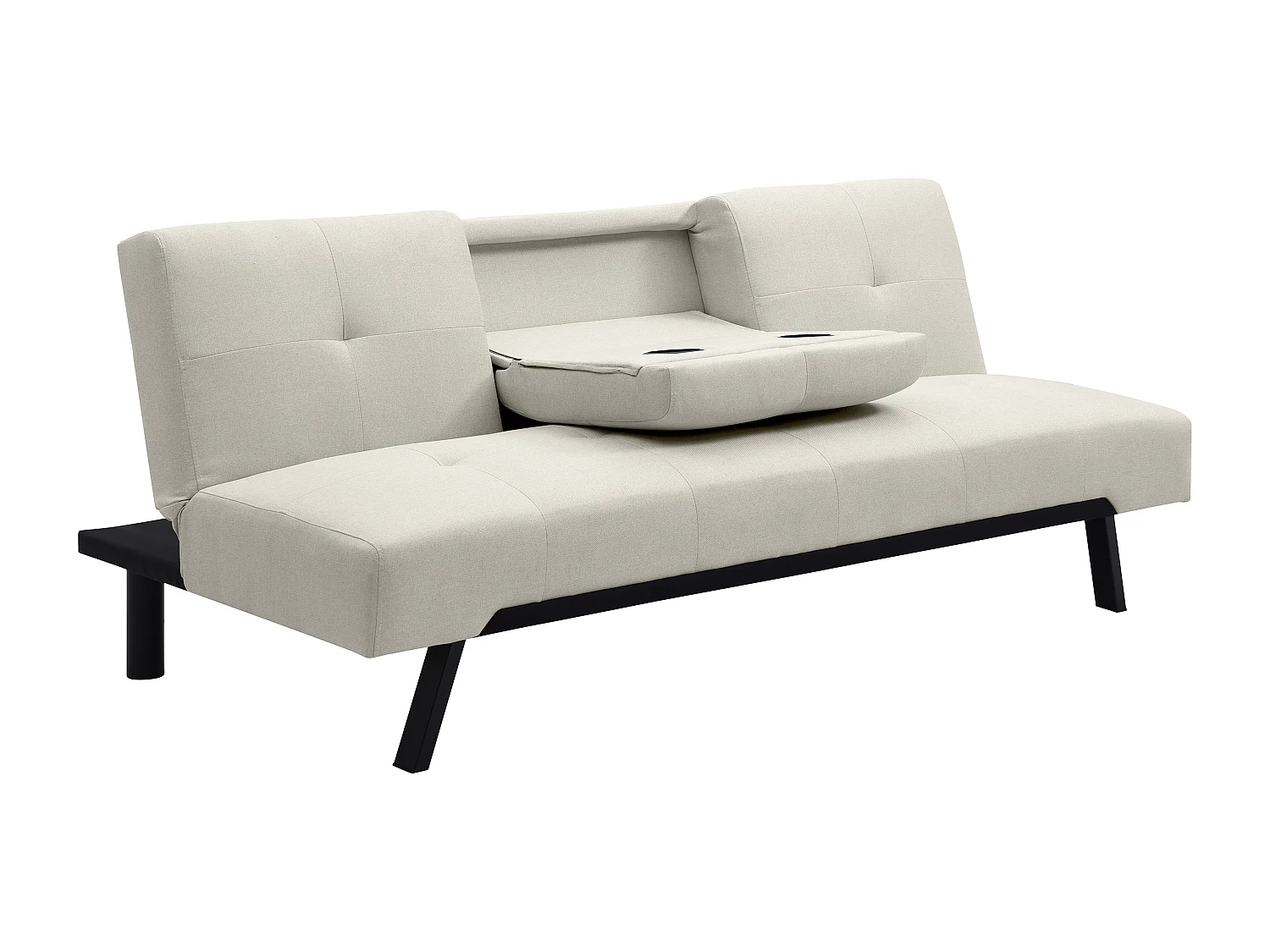 Bäddsoffa med klicklack-funktion i beige tyg med fällbart mittparti PRAGUE II