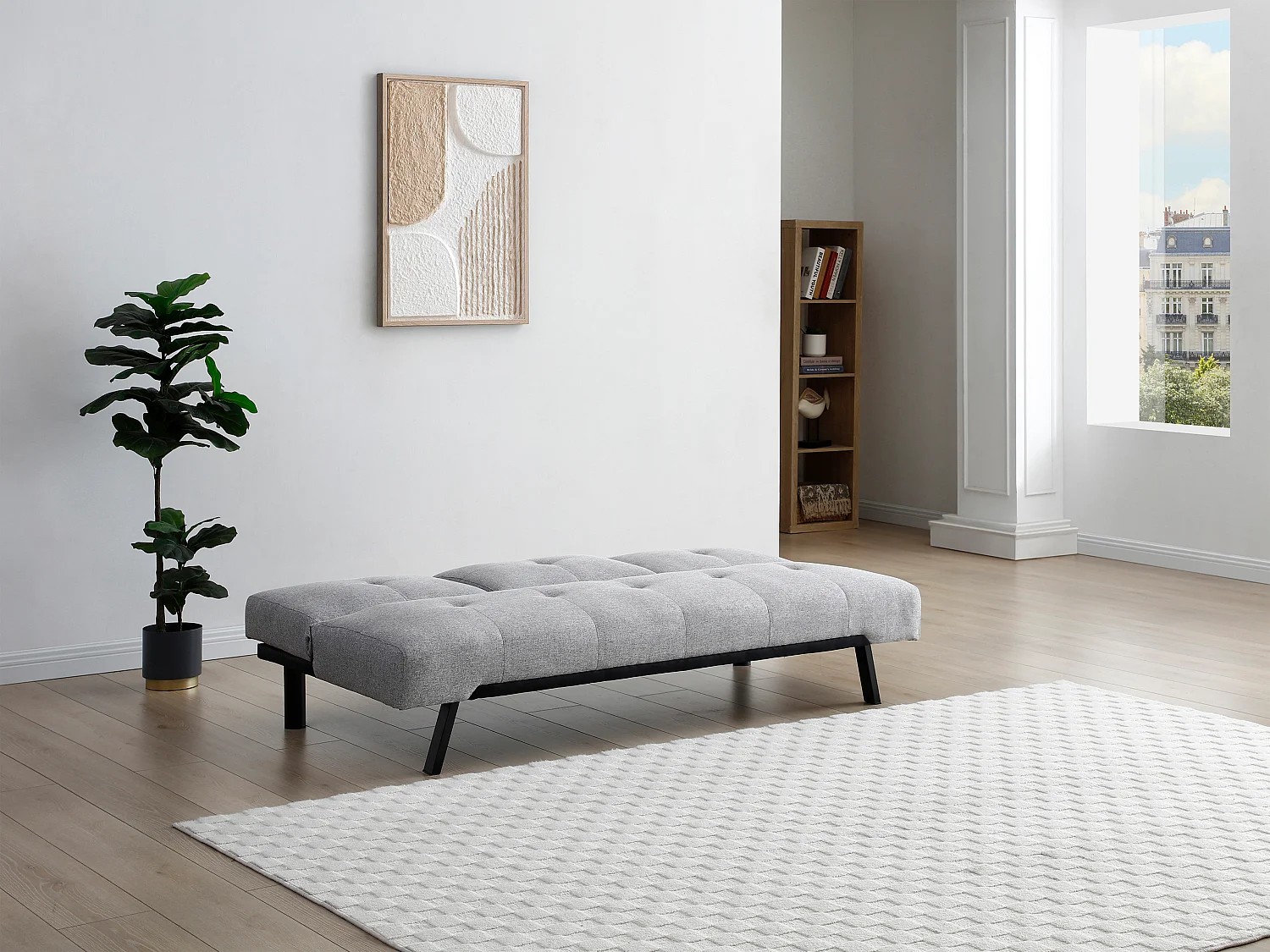 Bäddsoffa clic-clac tyg med fällbart ryggstöd grå PRAGUE II