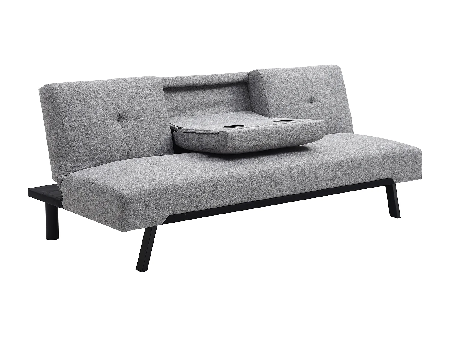 Bäddsoffa clic-clac tyg med fällbart ryggstöd grå PRAGUE II