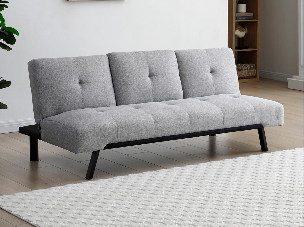 Divano letto clic-clac con schienale centrale reclinabile in Tessuto Grigio - PRAGA II