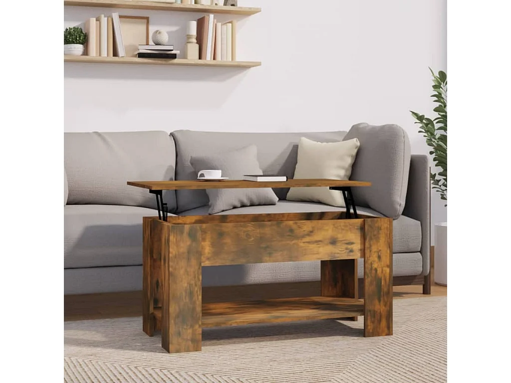 Mesa de centro dourada Carvalho fumado 101x49x52 cm Madeira artificial