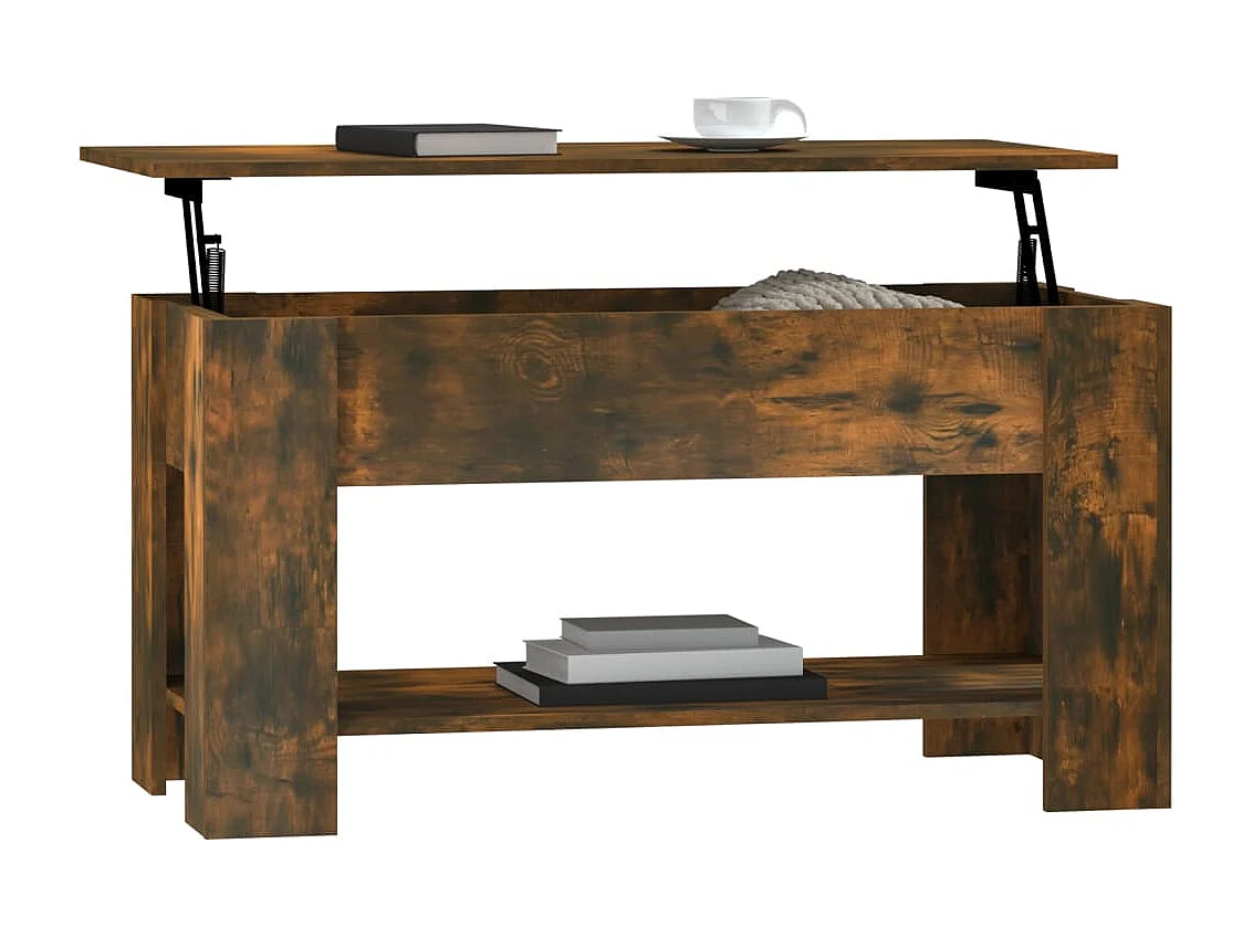 Mesa de centro dourada Carvalho fumado 101x49x52 cm Madeira artificial