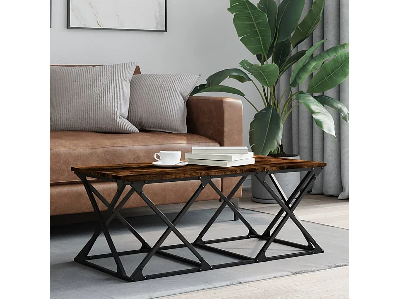 Mesa de centro roble ahumado dorado 100x49x40 cm madera contrachapada