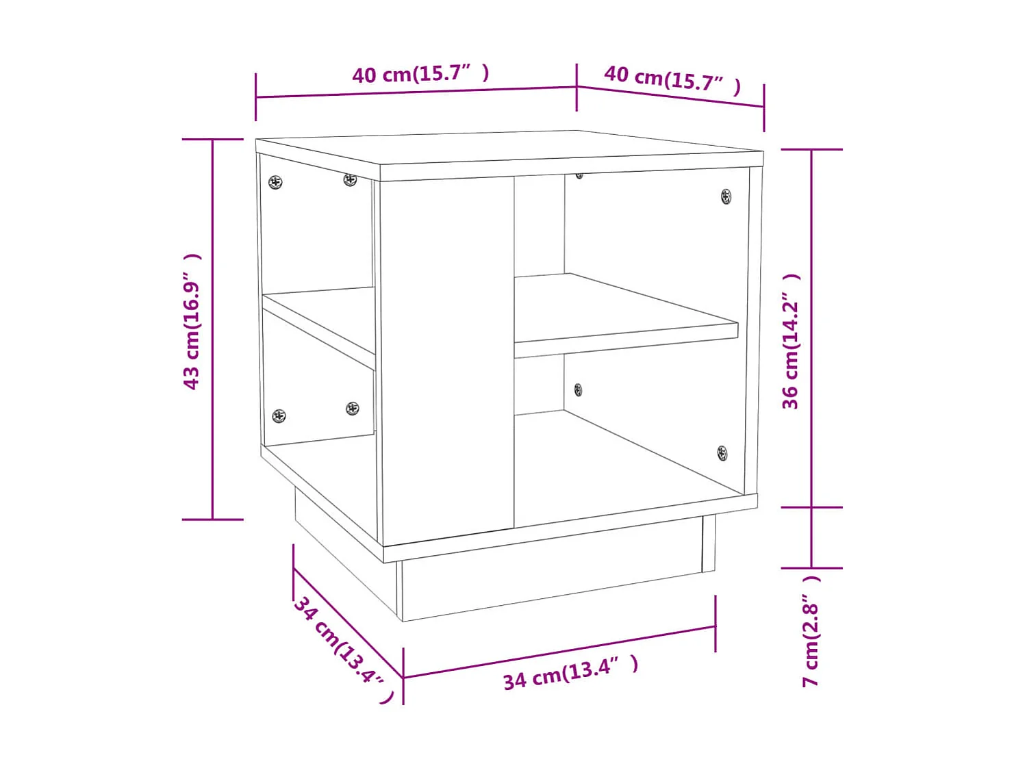 Tavolino grigio Gold Sonoma 40x40x43 cm MDF