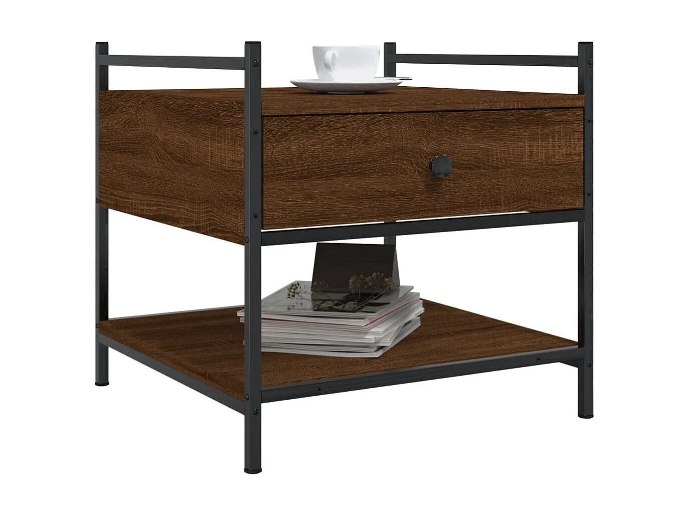 Mesa de centro roble Golden Brown 50x50x50 cm madera contrachapada