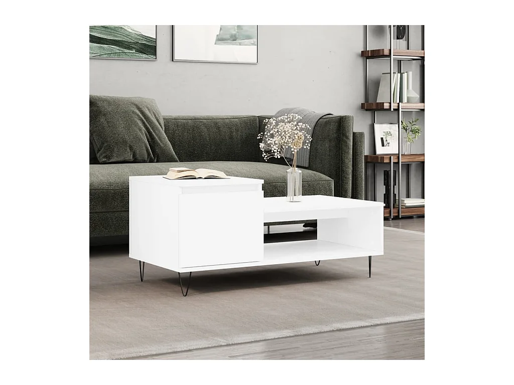 Table basse Blanc 100x50x45 cm Bois d'ingénierie