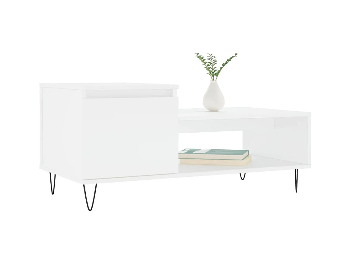 Table basse Blanc 100x50x45 cm Bois d'ingénierie
