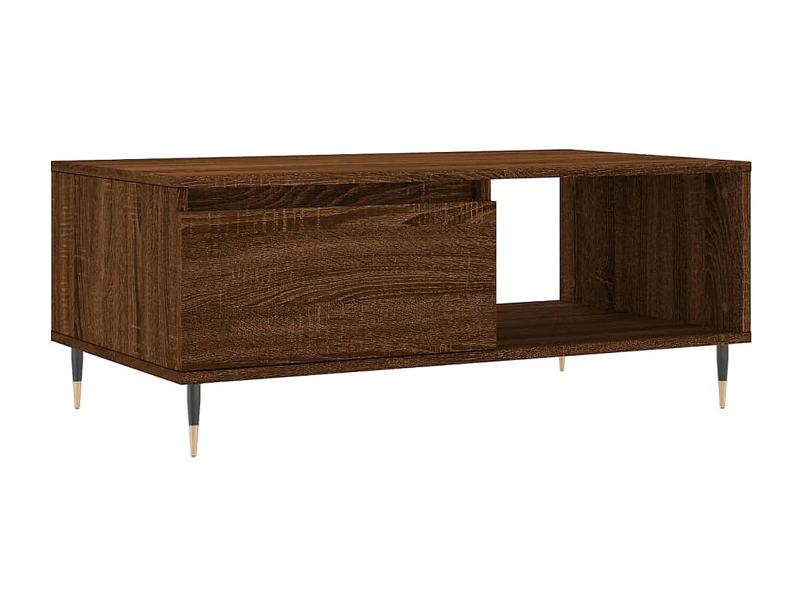 Mesa de centro dourada Carvalho castanho 90x50x36,5 cm Madeira artificial