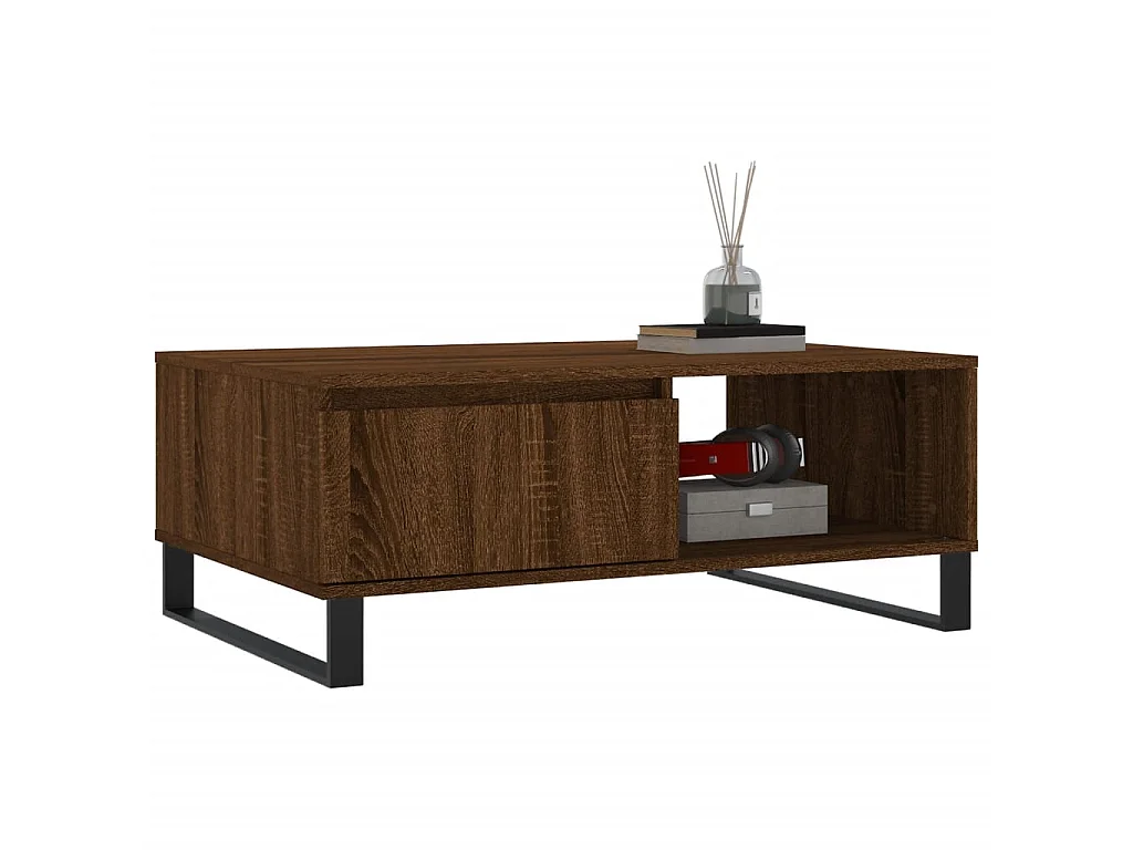 Table basse chêne marron 90x60x35 cm bois d'ingénierie