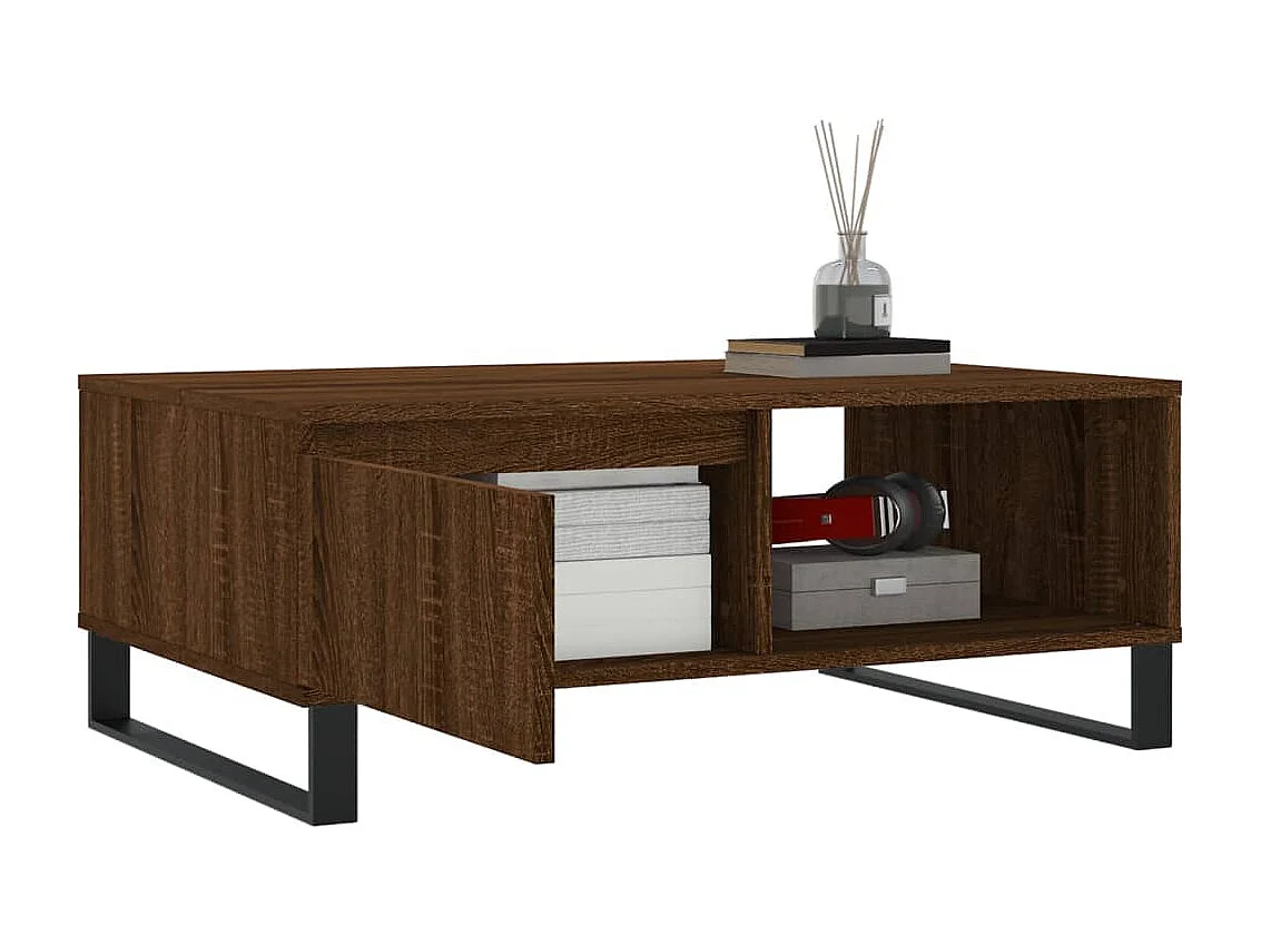Table basse chêne marron 90x60x35 cm bois d'ingénierie