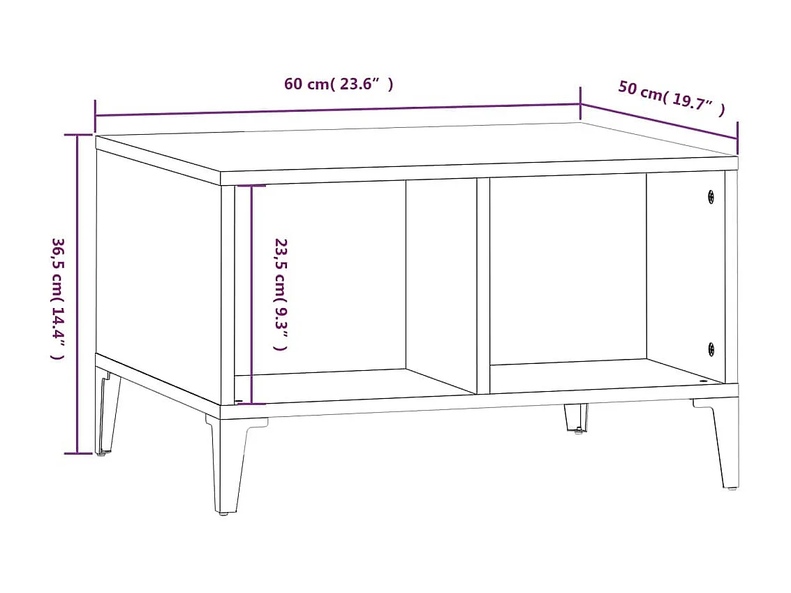 Mesa de centro dourada preta 60x50x36,5 cm Madeira trabalhada