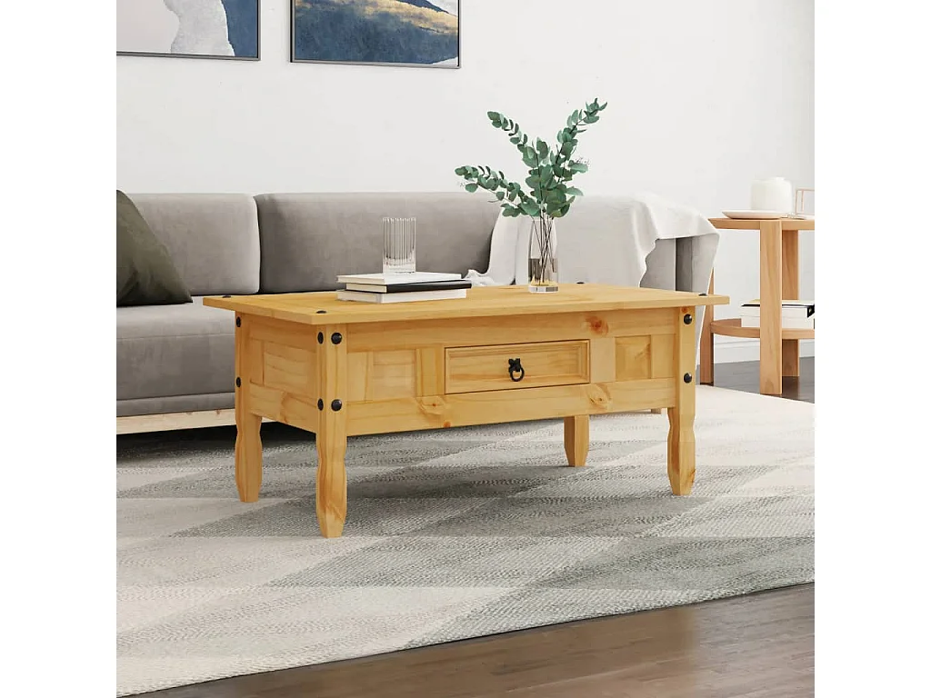 Mesa de Centro Dorada Pino Mexicano Gama Corona 100 x 55 x 45 cm
