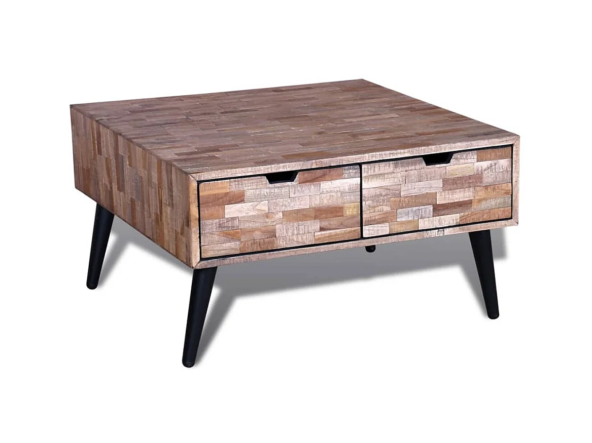 Goud Salontafel met 4 laden Gerecycled teakhout
