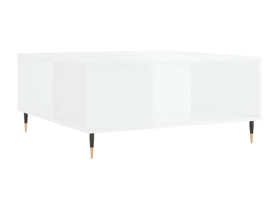 Goud Glanzend witte salontafel 80x80x36,5 cm samengesteld hout